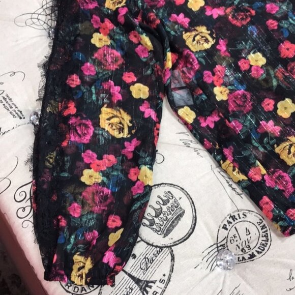 Rachel Rachel Roy Eve Floral-Print Lace-Trim Top - Picture 7 of 7